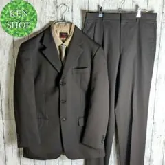 スーツセットアップ　ダークブラウン　ミスタージュンコ　ネクタイシャツ付　古着