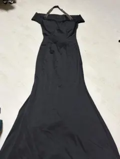 オフショル ロングドレス 黒 キャバドレス