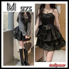新品 ショート丈 トップス付き ティアードワンピース パーティ ハロウィン M