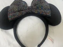 ミニーちゃん カチューシャ スパンコール 黒 グレー