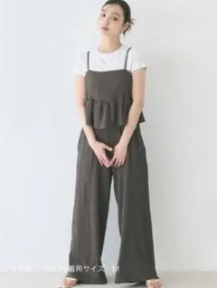 coca ペプラムクロスシャーリングオールインワン　チャコールのサムネイル