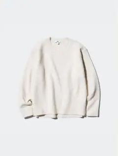 UNIQLO ユニクロ スフレヤーンクルーネックセーター 長袖 オフホワイト