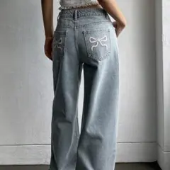 SHEIN バタフライプリントデニムジーンズ