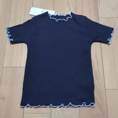 新品☆コムサイズム　紺色　配色メローフリル　半袖Tシャツ110㎝