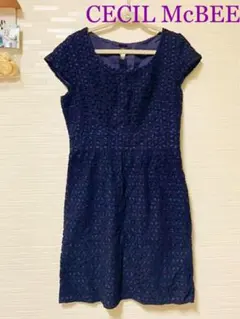 CECIL McBEE セシルマクビー【美品】花レースワンピース　ネイビー