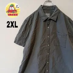 USA古着 AMERICANEAGLE 半袖ボタンシャツ　2XL グレーのサムネイル