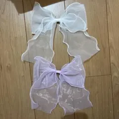 シフォンリボンヘアアクセサリー2色セット