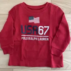 赤 Ralph Lauren ワッフル長袖Tシャツ 18M