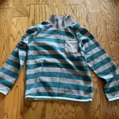 青緑と灰色のストライプ トレーナー