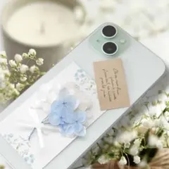 ✧スマホブーケ✧インナーシート✧オフホワイト×アイスブルー　あじさい✧
