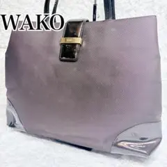 WAKO トートバッグ エナメル ナイロン A4収納 肩掛け ブラウンのサムネイル