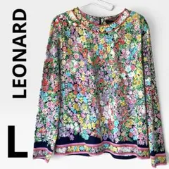 a375【極美品】LEONARD レオナール トリム 花柄カットソー 黒 M - メルカリ