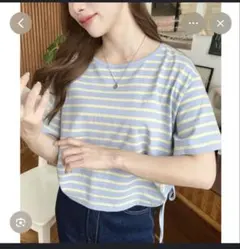 moment+ マルチボーダー サイドドロスト 半袖Tシャツのサムネイル