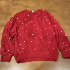 après les cours 赤 ハート柄 トレーナー 130