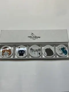 【新品・箱付】KUTANI SEAL九谷焼箸置5個セット（ネコジェラシー）母の日