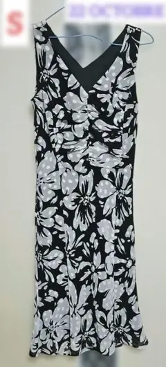 22 OCTOBRE 花柄 エスニック柄 膝丈 ドレス ワンピース ブラック