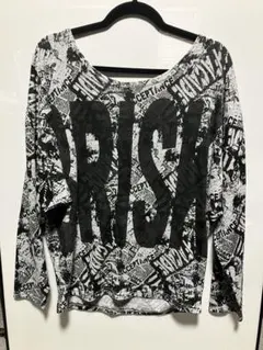 Swelish 英字総柄 長袖カットソー モノトーン M
