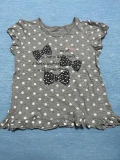 水玉模様リボン付きTシャツ 130 女の子