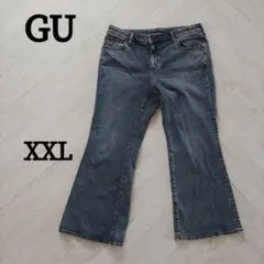 GU ジーユー スリムフレアジーンズ パンツ 丈短め Blue XXL