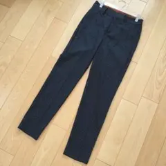 ✨ZARABASIC✨クロップドパンツ フロッキードット柄パンツ スラックス 黒