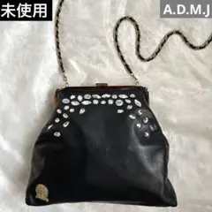 未使用　A.D.M.J チェーンショルダーバッグ　ブラック　スワロフスキーのサムネイル