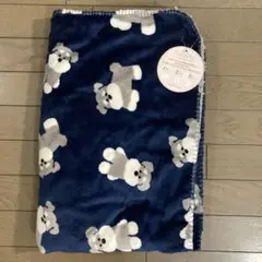 スワンネル 3way ひざ掛け ブランケット シュナウザー 新品　ブルー×グレー