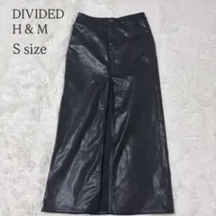 H&M DIVIDED フェイクレザーロングスカート S ブラック 韓国 y2k