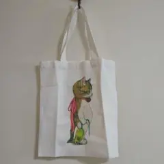 猫イラスト付きキャンバストートバッグ　34×37　未使用品　キャット