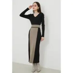 リエンダ　2WAYバイカラータイトknit OP ワンピース