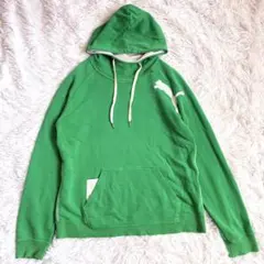 プーマ◇ロゴ刺繍 メッシュ フーディ パーカー トレーナー Y2K 平成 S 緑