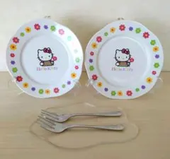 ◎ハローキティ　ケーキ皿　レトロ　2枚セット　フォークつき　2004◎