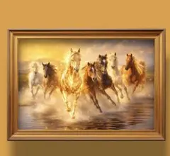 黄金の未来を切り拓く六頭馬の光速エネルギー　開運グラフィックアート