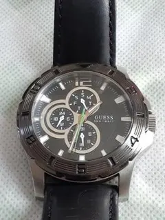 新品電池/稼働 美品 GUESS ゲス 腕時計 回転ベゼル 文字盤保護シール付 