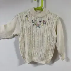 海外7号（約110cm）アイボリー ケーブル編み セーター