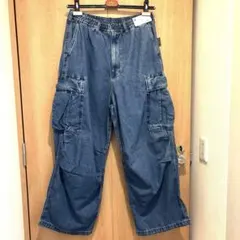 新品　GU デニムスーパーワイドカーゴパンツNT＋E Mサイズ