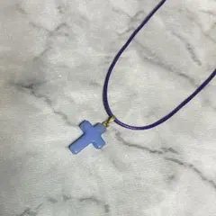 青 クロス 十字架 ネックレス ロープチェーン 紫 y2k