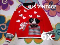 US VINTAGE 90s 犬 プレゼント ハート ニット セーター 6x