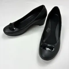 【美品】クロックス フラットシューズ 黒 リボン付き バレエ パンプス　24cm
