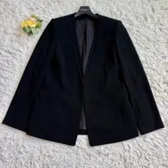 美品 22年♡アナイ ストレッチクロスノーカラージャケット 38 黒 4.6万円のサムネイル