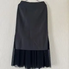 ネイビーロングスカート チュールレイヤー付き