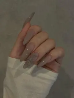 ネイルチップ クロムネイル シンプル ワンカラー ロング ギャル
