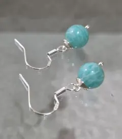 天然石　アマゾナイト ピアス　ハンドメイド　シルバー925フック
