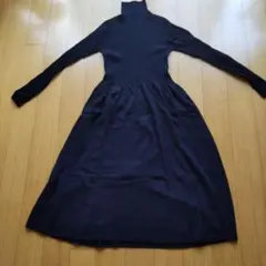 ユニクロ 3Dメリノリブワンピース 長袖タートルネックニットワンピース L