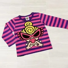 ヒステリックミニ «80» ボーダー BIGロゴ 長袖トップス ロンT ピンク