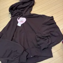 ジップアップ パーカー ブラウン 長袖 L