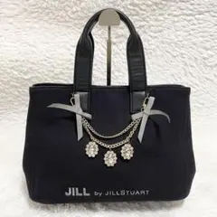 ジルスチュアート☆ジュエルリボントートバッグ ラインストーンチャーム ブラック系