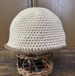 133 秋冬　ニット帽　ビーニー　ベージュ　イスラム帽子　ハンドメイド