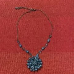 値下げ¥1,800→¥1,200 青いビーズ フラワー型 ネックレス