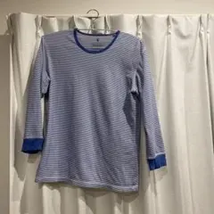 青白ストライプ長袖カットソー　七分袖