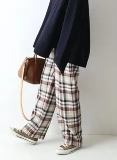 ワイドパンツ チェック 柄 レディース　パンツ